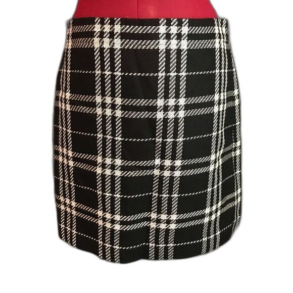 J. Crew Mini Skirt Women's Size 6 Black and White Plaid Pencil Preppy NWT - Picture 9 of 9